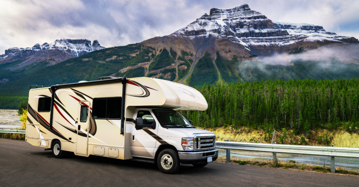 travel trailer in the mountains