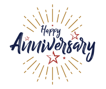 hapy-anniversary (1) Happy Anniversary" written in blue script with red stars and golden sunburst rays surrounding the text.