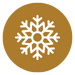 A white snowflake icon centered on a solid brown circular background.