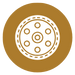 A brown circular icon featuring a stylized wheel bearing icon. The design is simple and minimalistic.